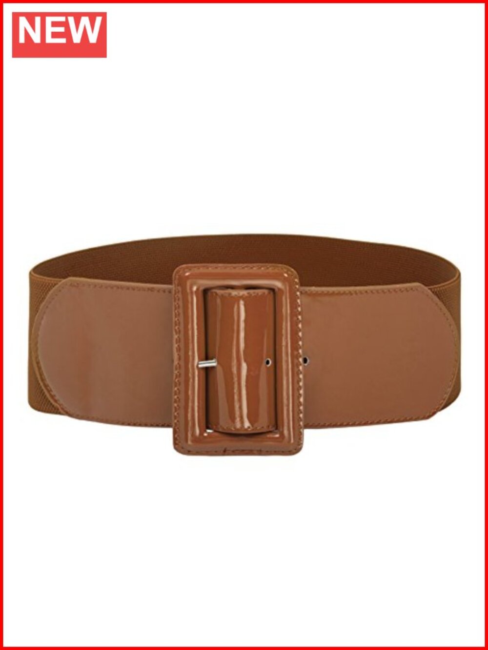Wide Elastic Stretch Waist Belt 3 Inch PU Leather Buckle Faux Leather